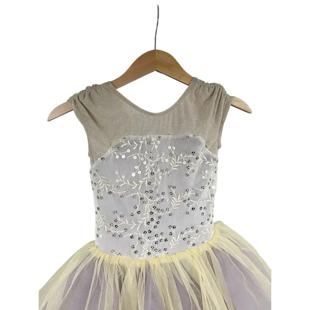 Weissman Dance Costume Pointe Ballet Purple Gold Sparkle‎ Dress Child Medium